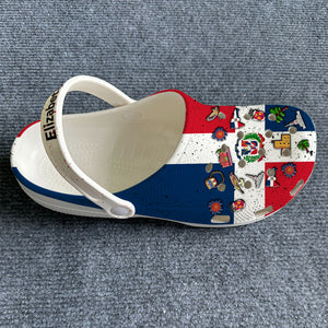 Dominican Flag Symbols Personalized Clogs Shoes