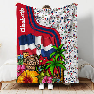 Dominican Personalized Blanket With Dominican Flag Symbols