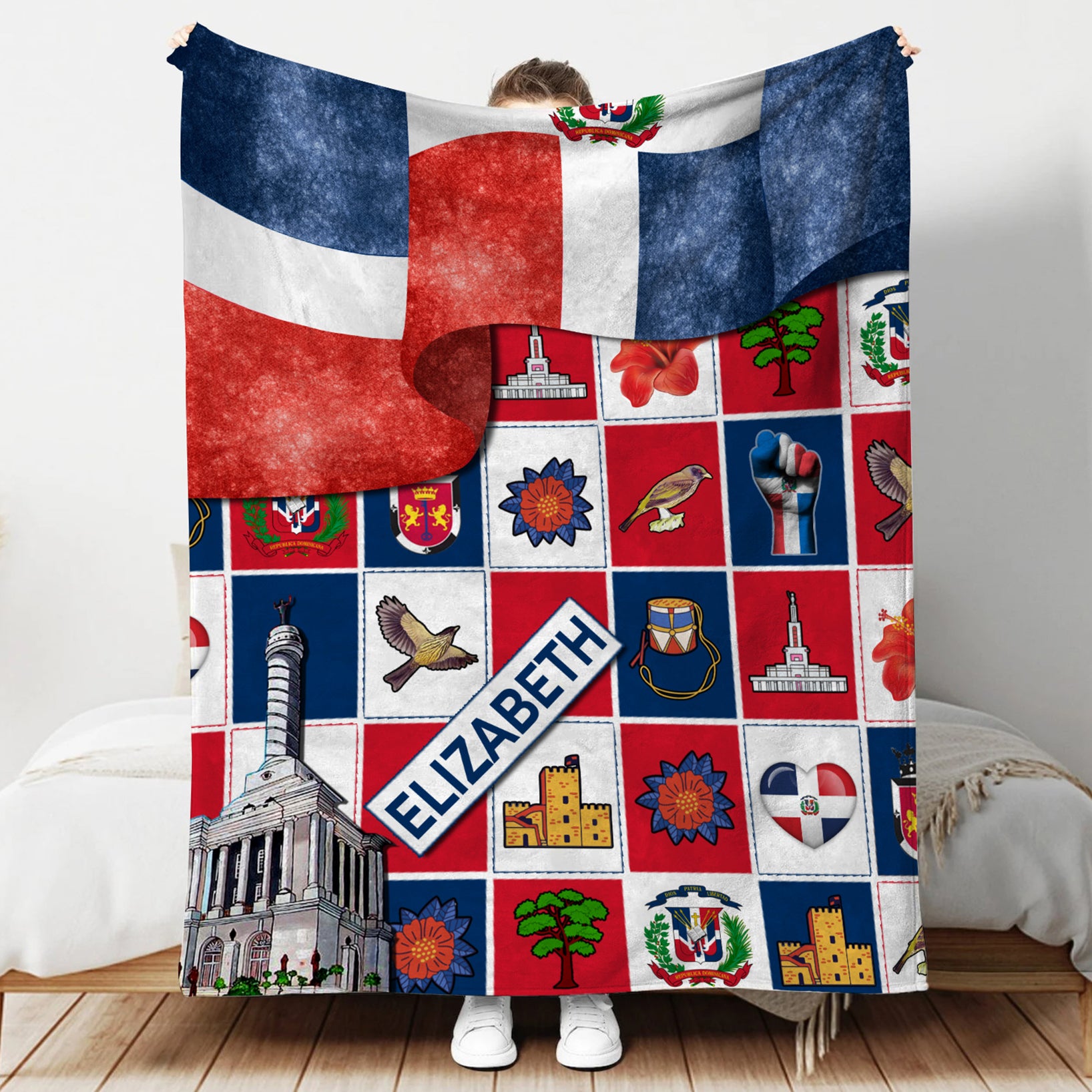 Dominican Personalized Blanket With Dominican Symbols