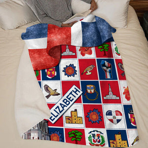 Dominican Personalized Blanket With Dominican Symbols