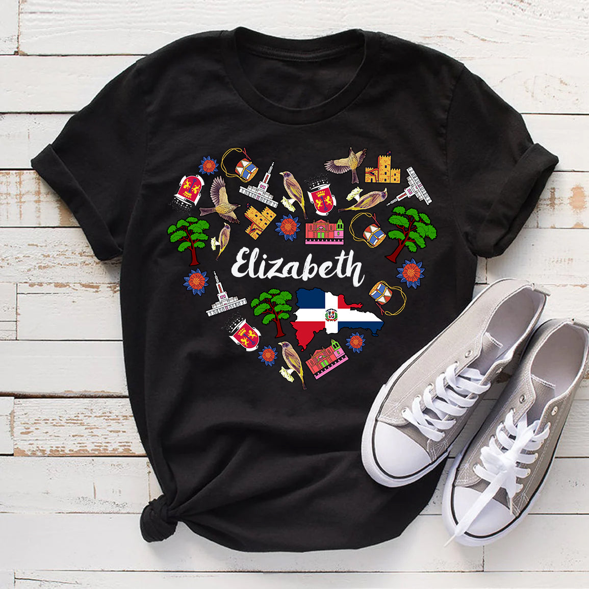Custom Dominican Heart T-shirt With Your Name