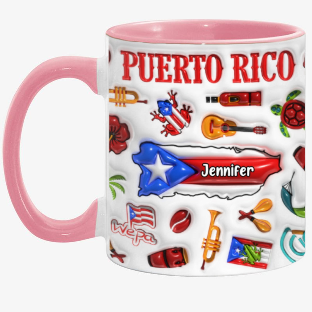 Custom Puerto Rico Accent Coffee Mug Cup With Your Name
