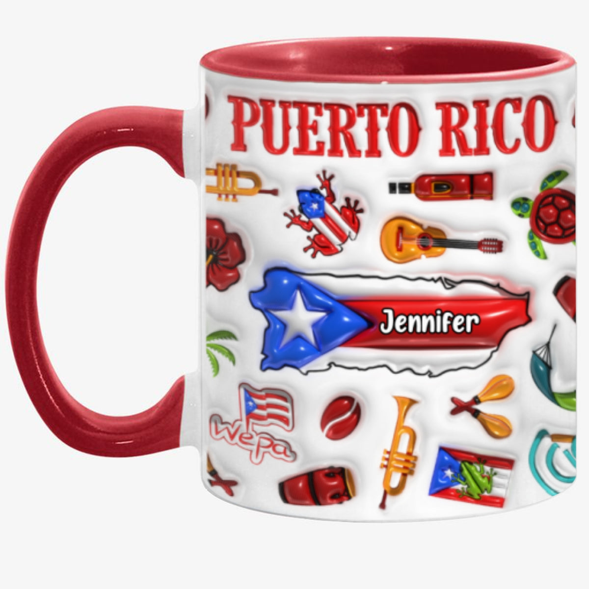 Custom Puerto Rico Accent Coffee Mug Cup With Your Name