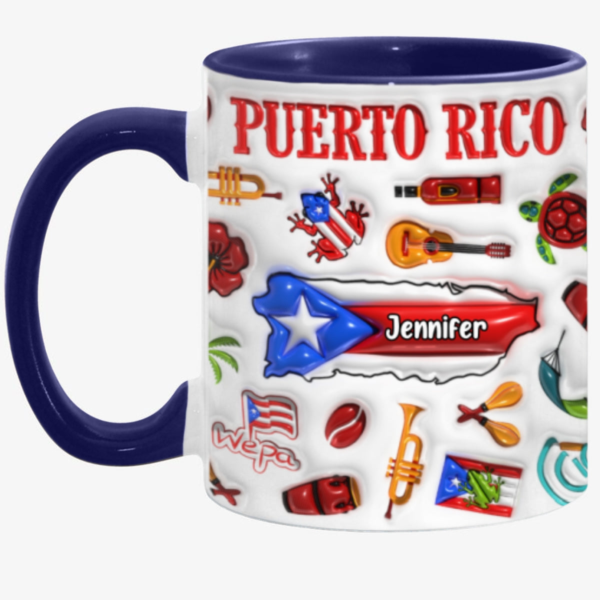 Custom Puerto Rico Accent Coffee Mug Cup With Your Name