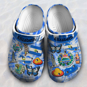 El Salvador Personalized Clogs Shoes With Symbols Tie Dye