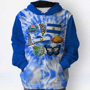 El Salvador Flag Hoodie With Symbols Tie Dye