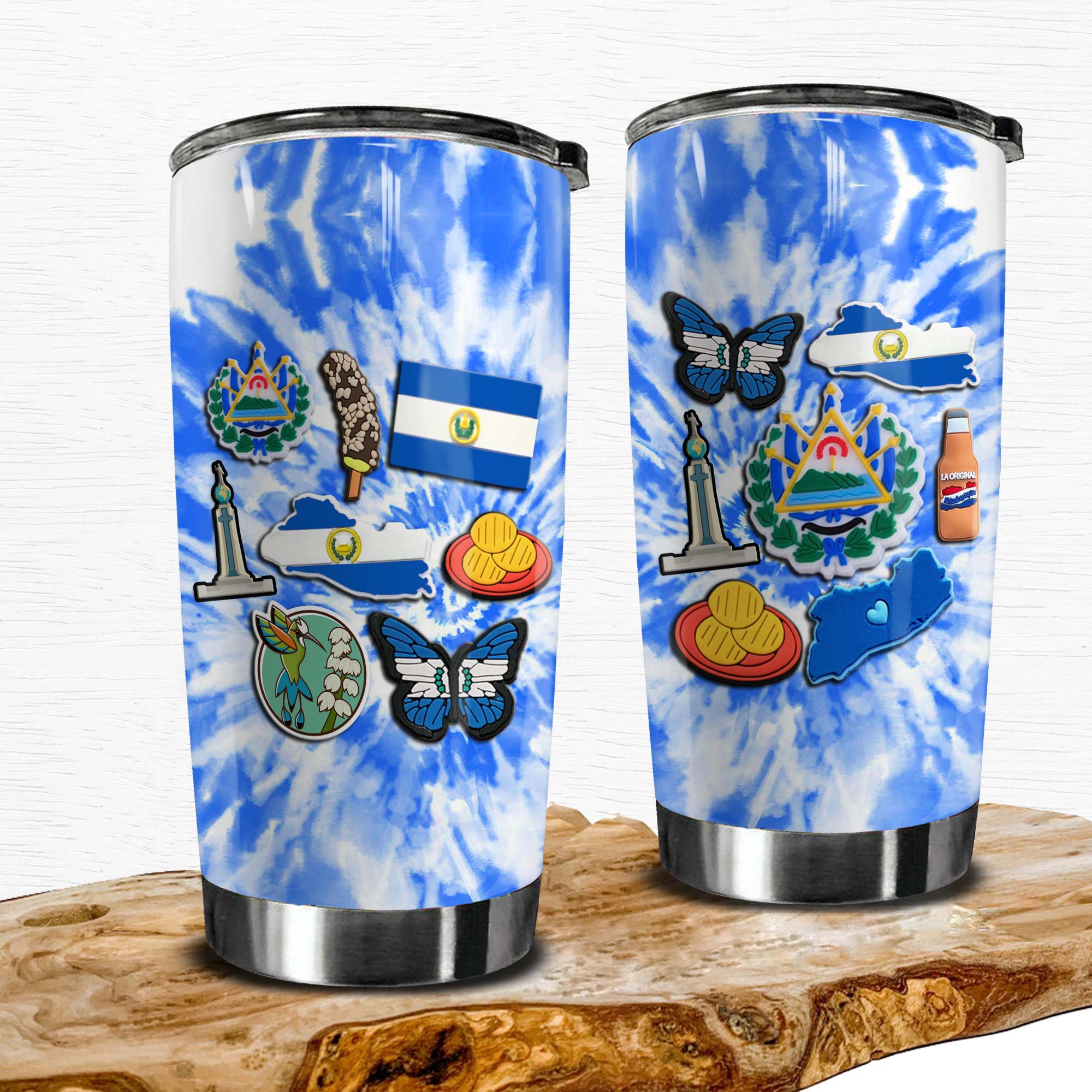El Salvador Personalized Tumbler With Symbols Tie Dye