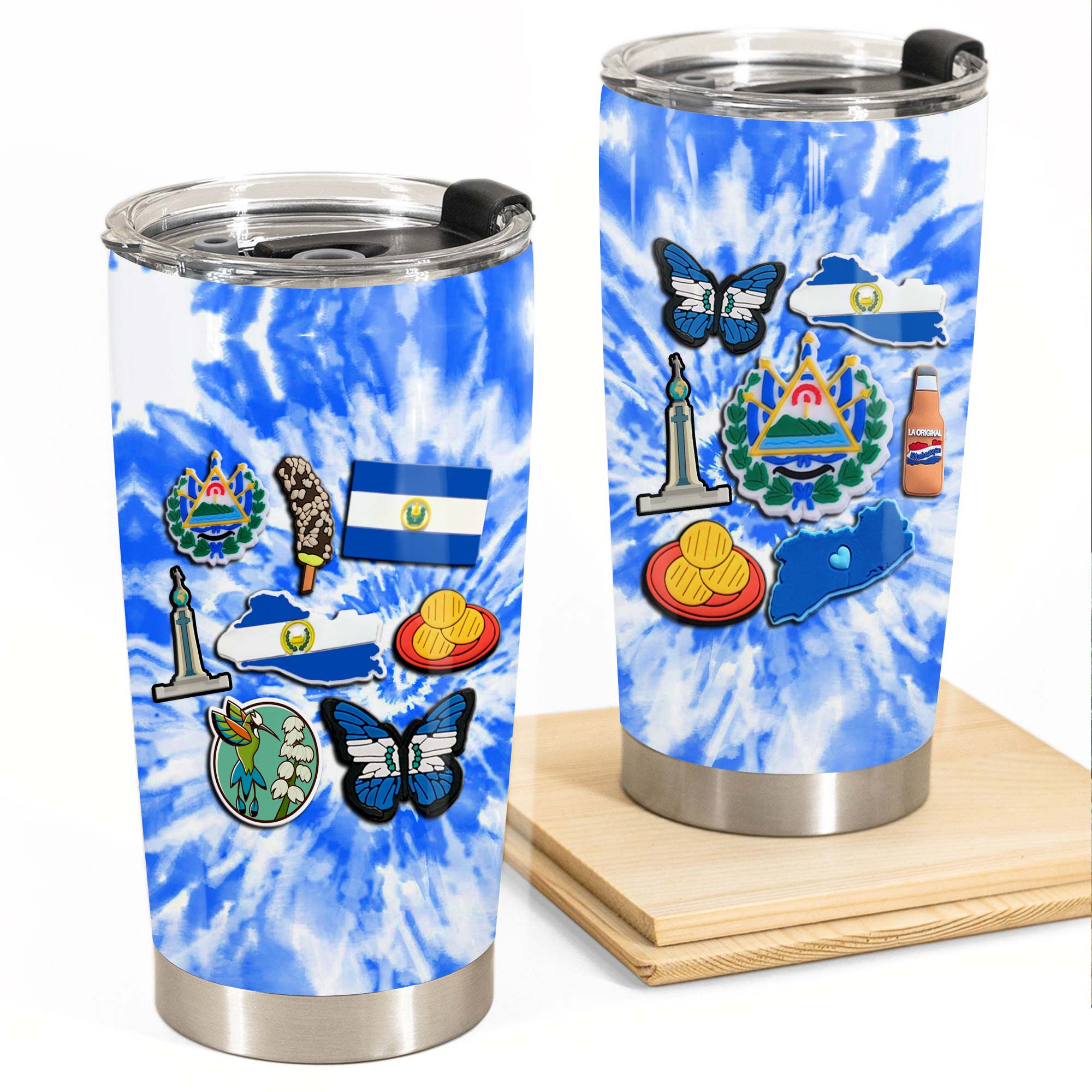 El Salvador Personalized Tumbler With Symbols Tie Dye