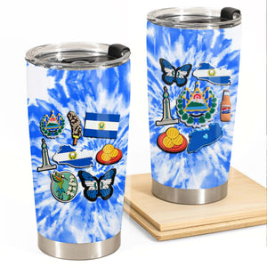 El-Salvador Personalized Tumbler With Symbols Tie Dye