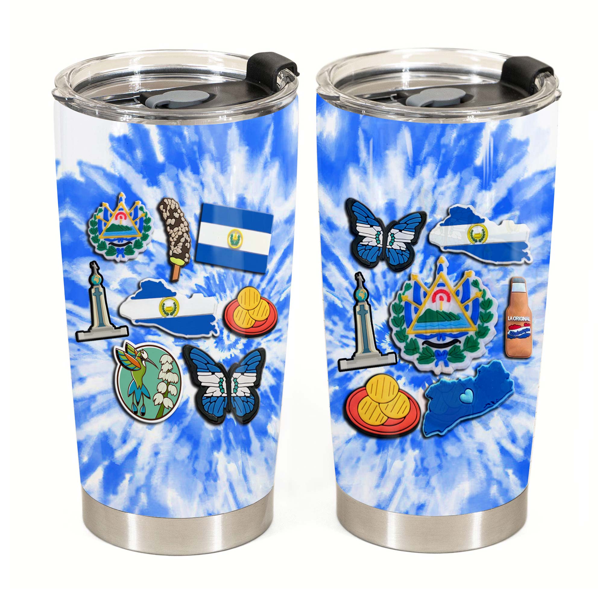 El Salvador Personalized Tumbler With Symbols Tie Dye