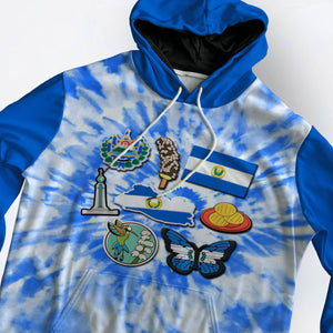 El Salvador Flag Hoodie With Symbols Tie Dye