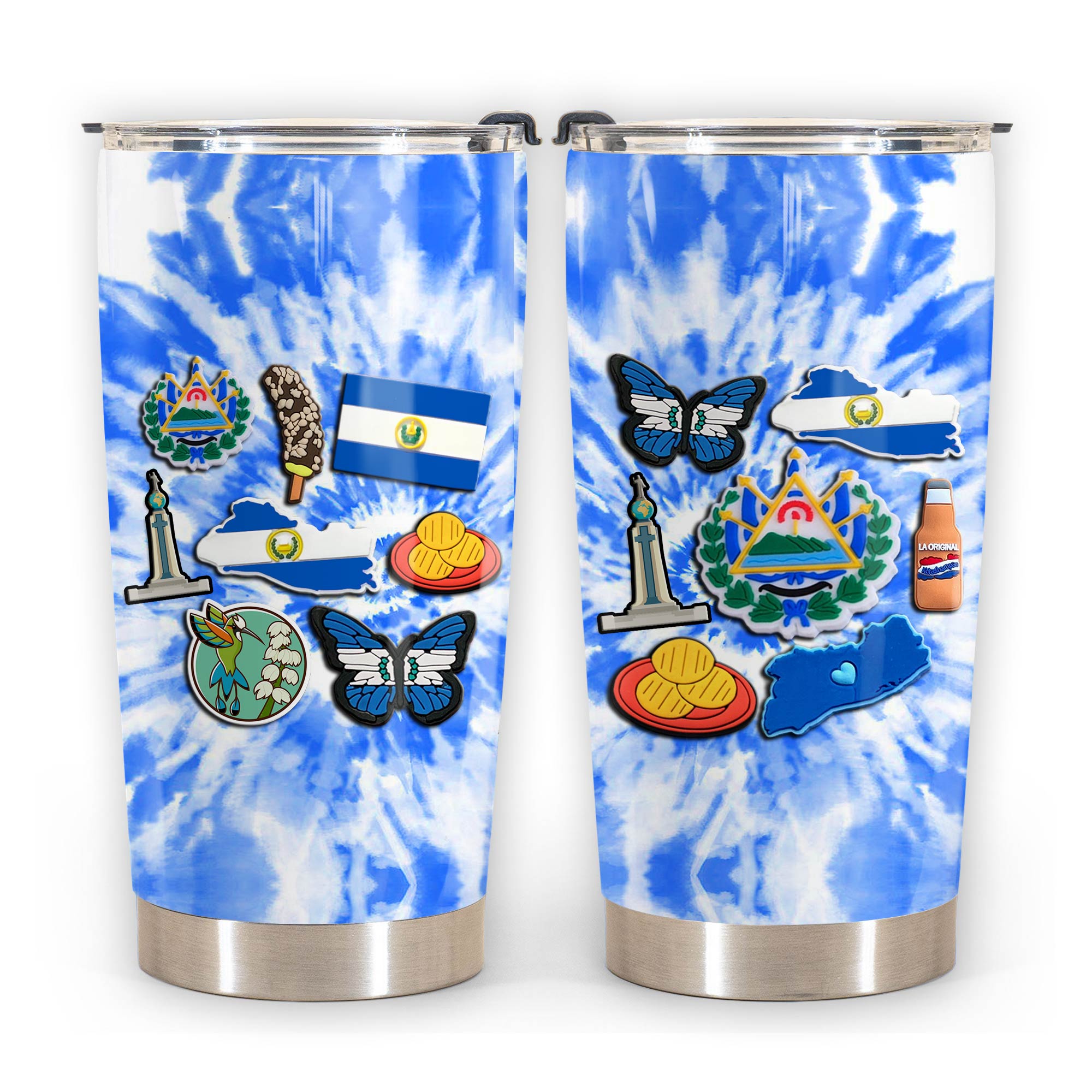 El Salvador Personalized Tumbler With Symbols Tie Dye