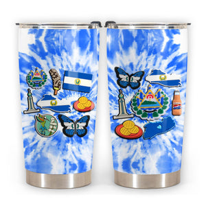El-Salvador Personalized Tumbler With Symbols Tie Dye
