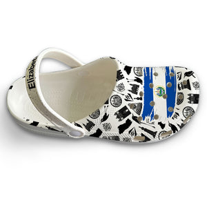 El Salvador Flag Custom Clogs Shoes With Black Symbols