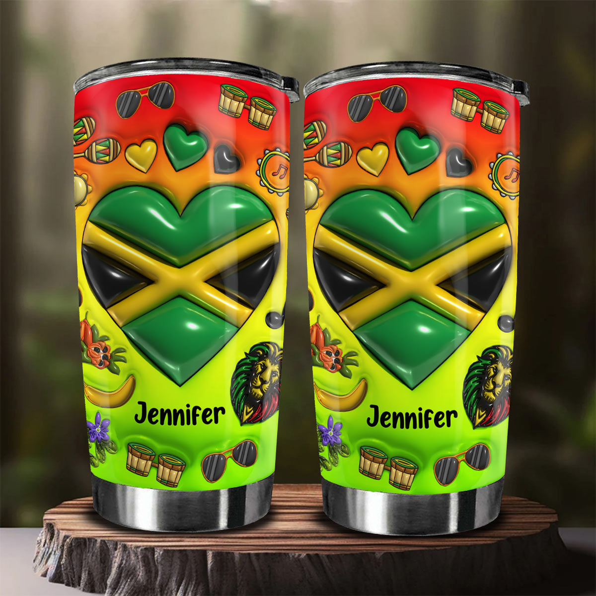 Custom Jamaica Heart Tumbler With Name