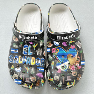 Personalized El Salvador Heart Clogs Shoes