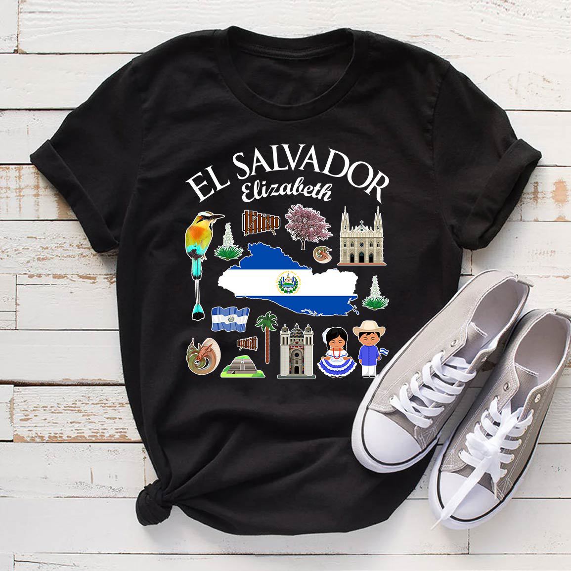 Customized El Salvador T-shirt With Symbols And Name