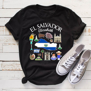 Customized El Salvador T-shirt With Symbols And Name