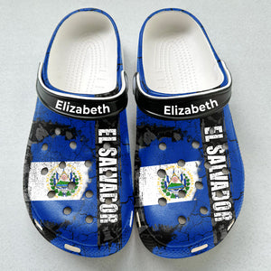 Custom El Salvador Flag Clogs Shoes With Vintage Flag