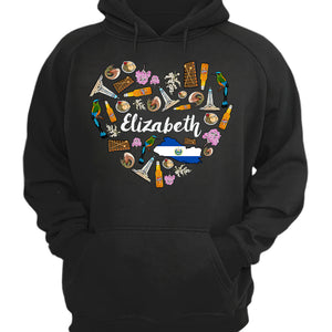 Custom El Salvador Heart T-shirt With Your Name