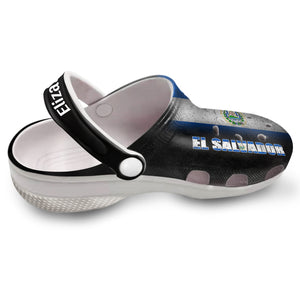 El Salvador Personalized Clogs Shoes With A Half Flag
