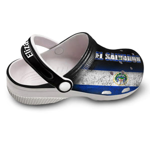 El Salvador Personalized Clogs Shoes With A Half Flag