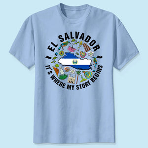 El Salvador It's Where My Story Begins T-shirt, Symbols