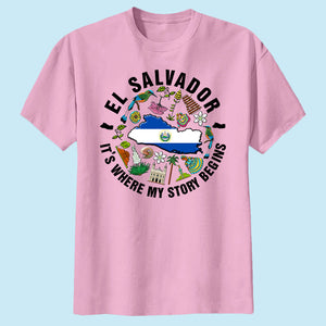 El Salvador It's Where My Story Begins T-shirt, Symbols