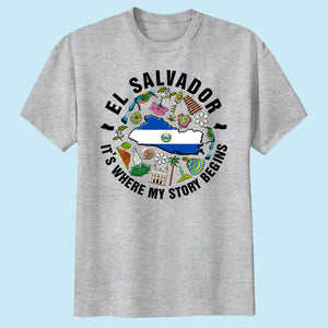 El Salvador It's Where My Story Begins T-shirt, Symbols