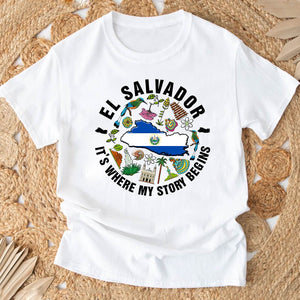 El Salvador It's Where My Story Begins T-shirt, Symbols
