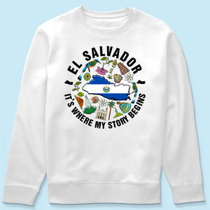 El Salvador It's Where My Story Begins T-shirt, Symbols