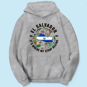 El Salvador It's Where My Story Begins T-shirt, Symbols