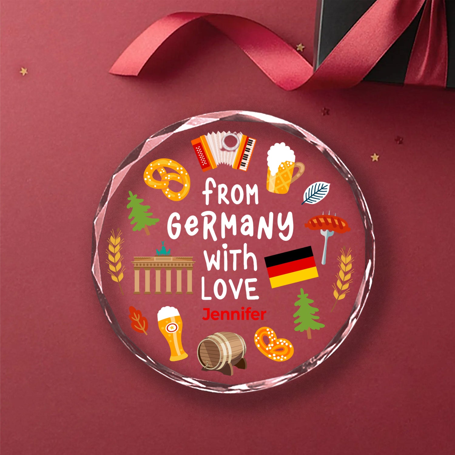 Custom From Germany With Love Glass Ornament