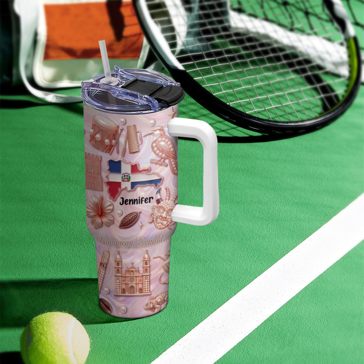 Custom Dominican Republic 40oz Tumbler With 3D Symbols Print
