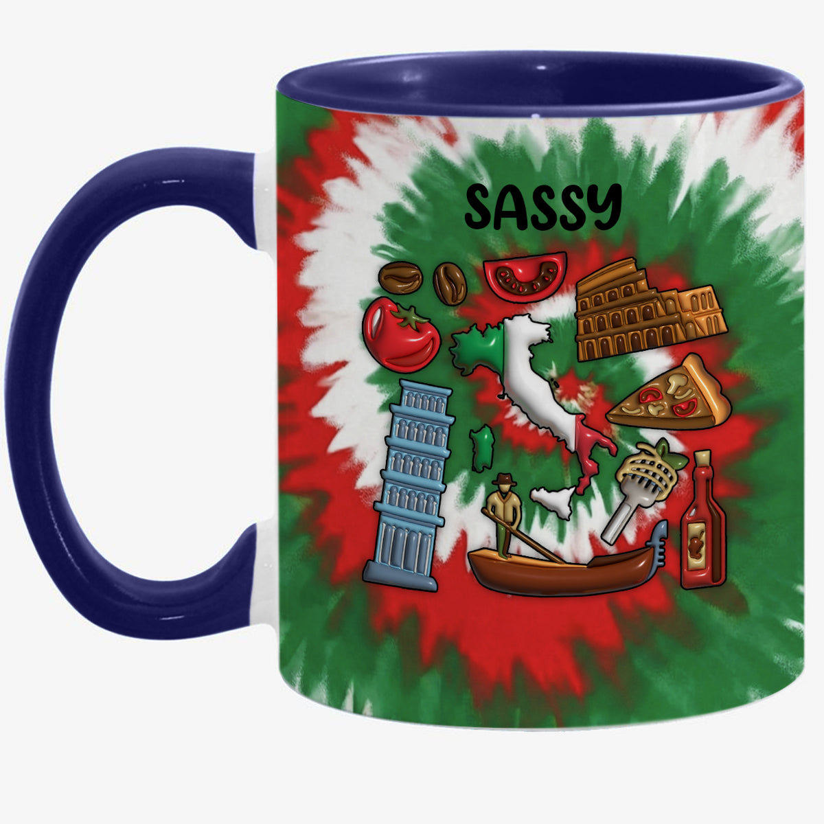 Customized Italy Coffee Mug Cup With Tie Dye Effect