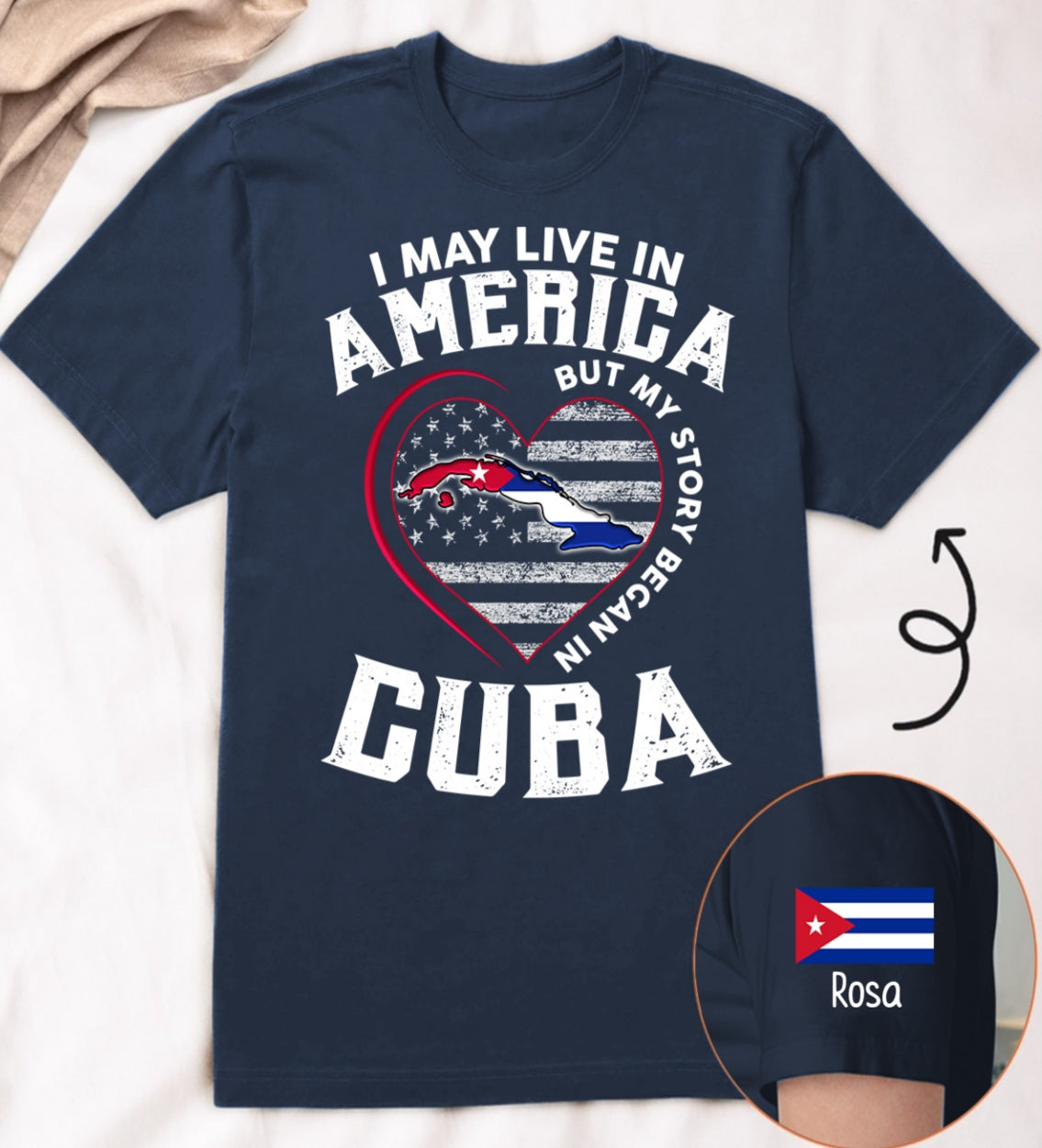 Custom My Story Began In Cuba T-shirt With Name On The Sleeve