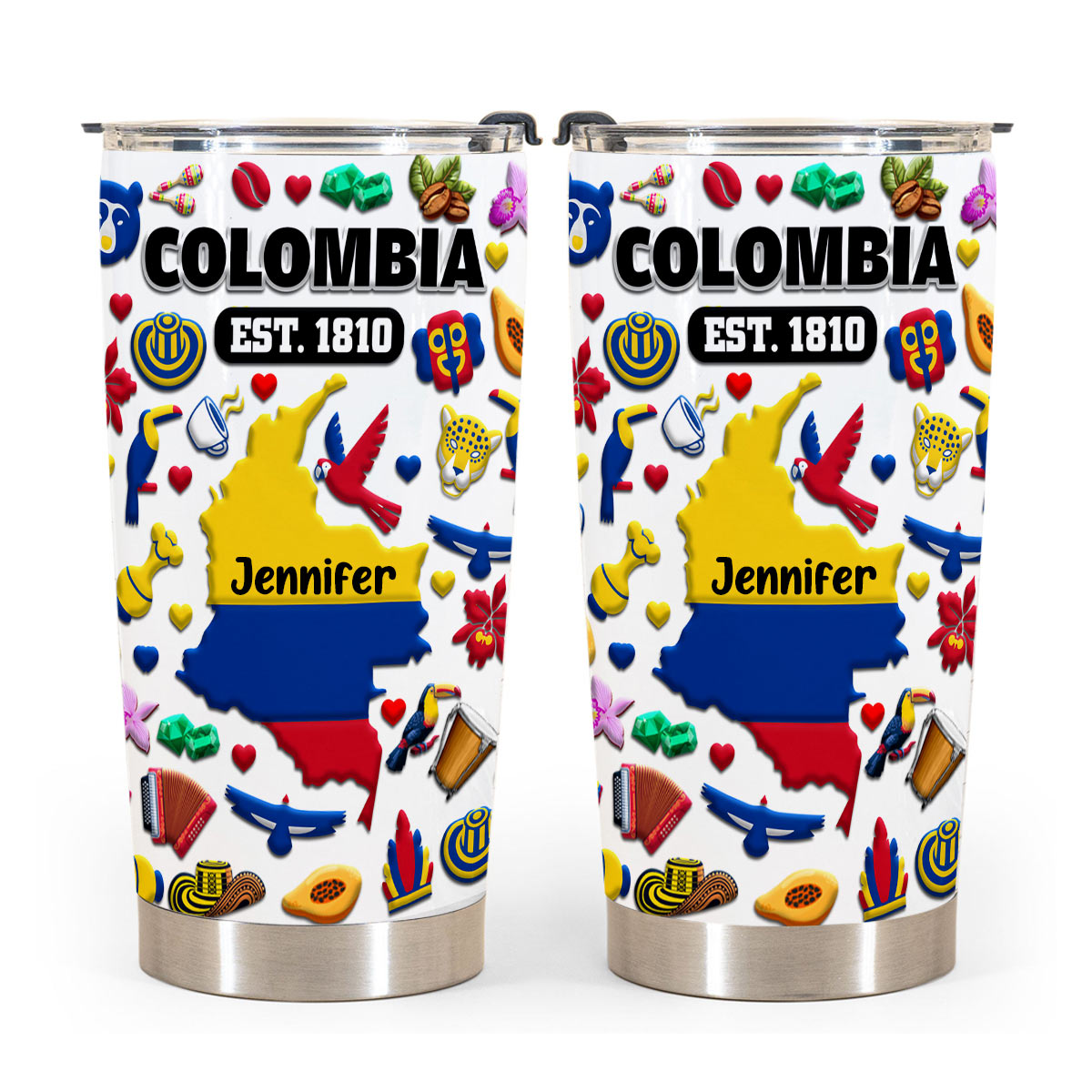 Custom Colombia EST 1810 Tumbler Cup With Your Name
