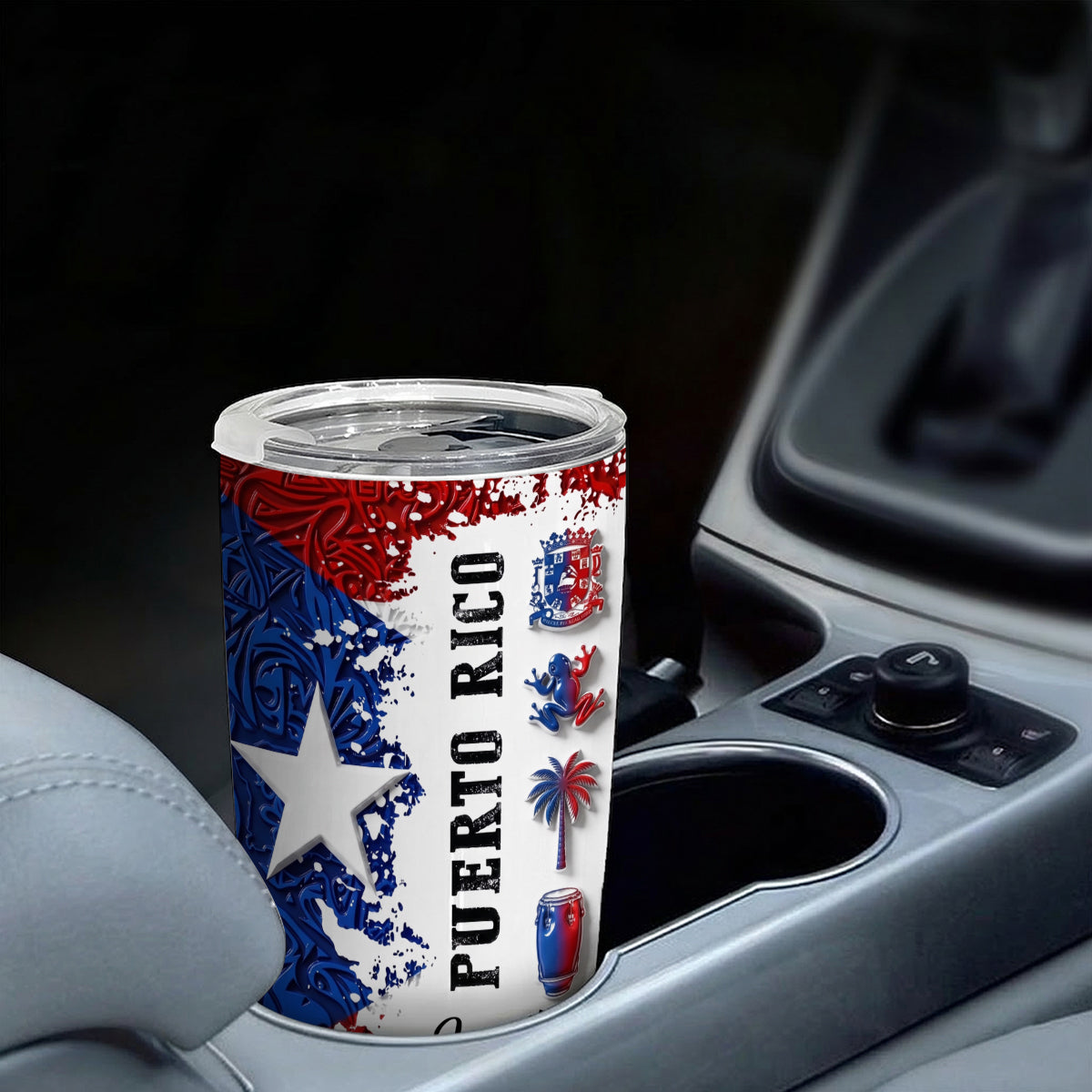 Custom Puerto Rico With 3D Colorful Symbols Print Tumbler