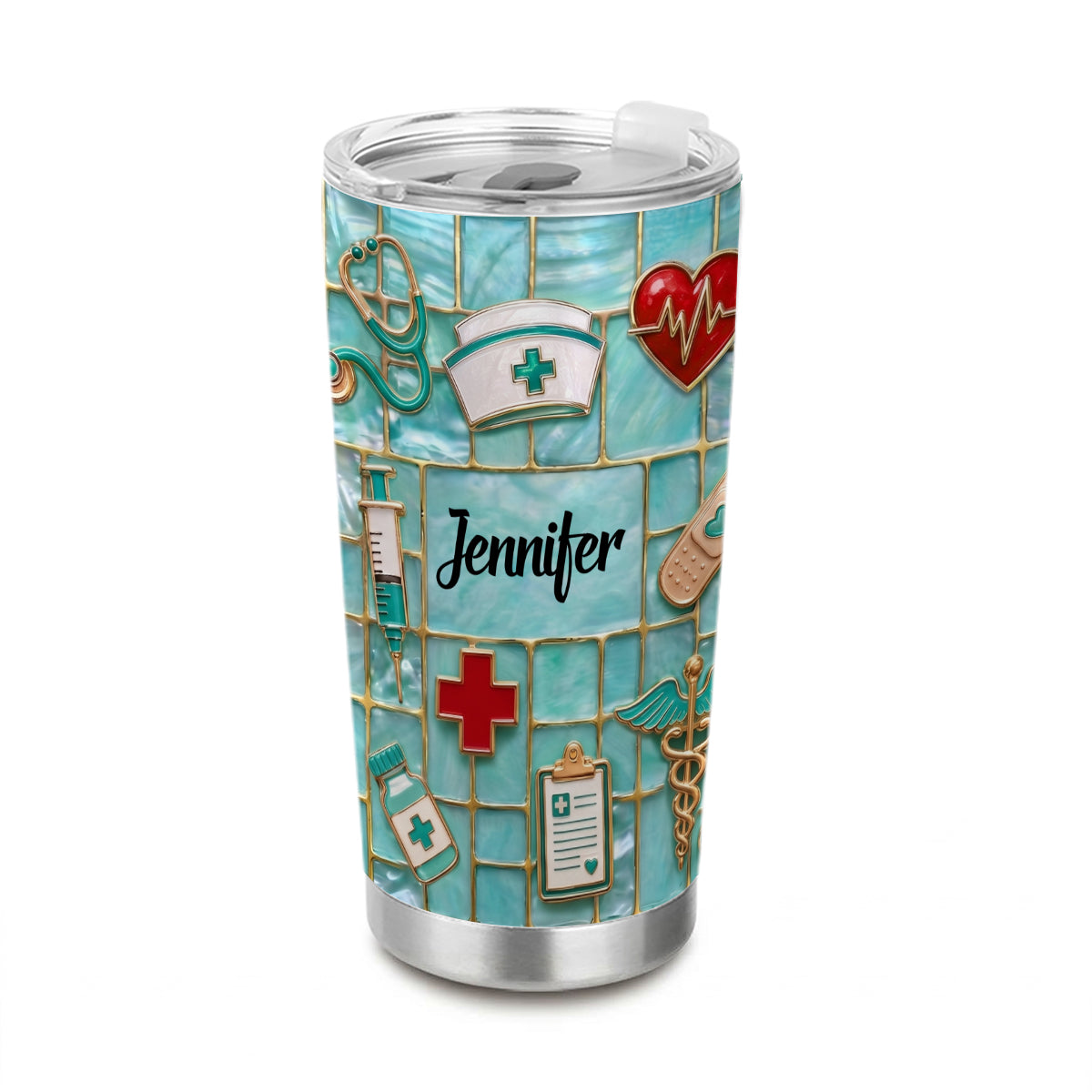 Custom Nurse Tumbler With Beautiful Symbols