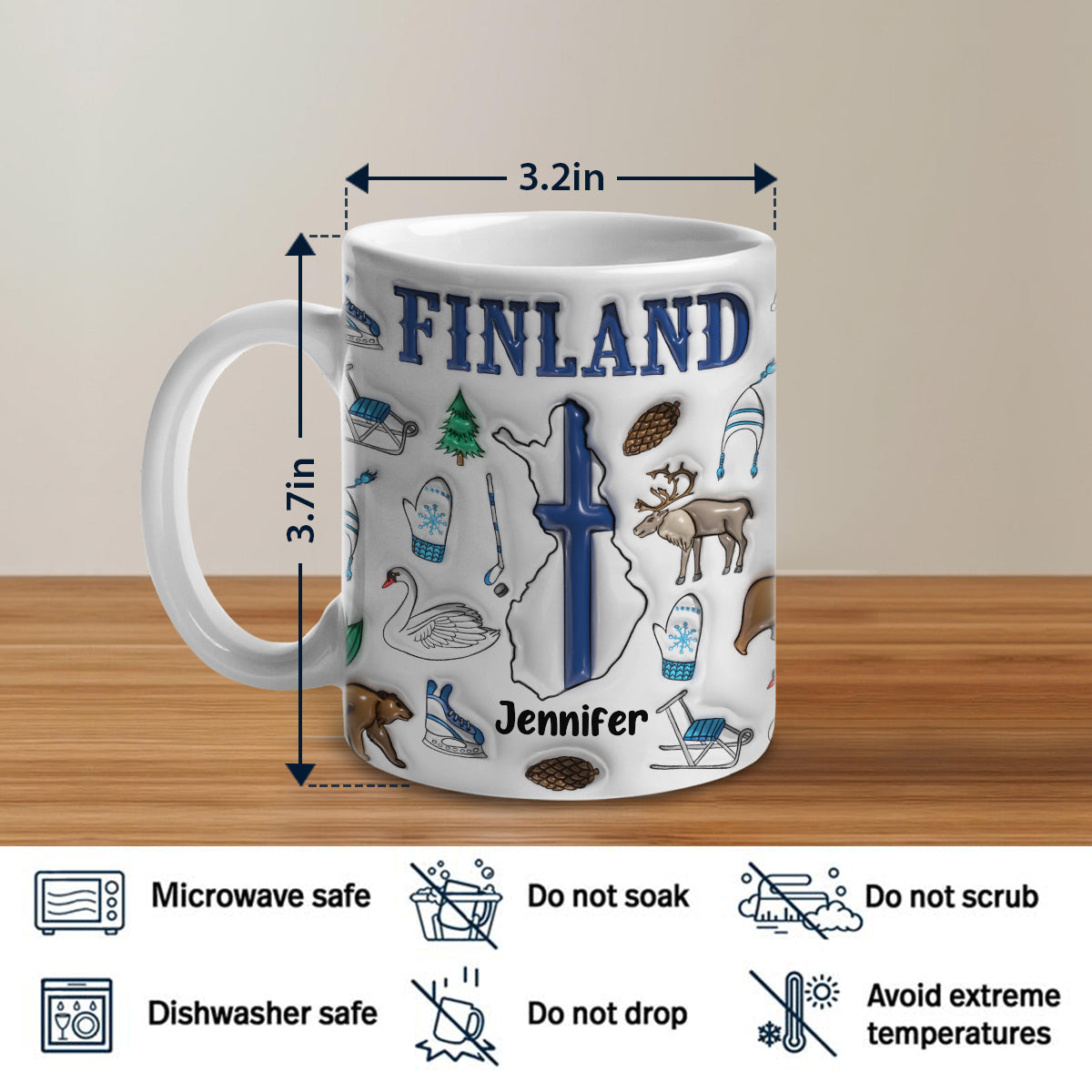 Custom Finland Coffee Mug Cup With Your Name
