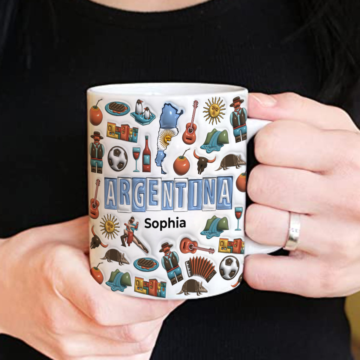 Custom Argentina Mug With Map, Flag