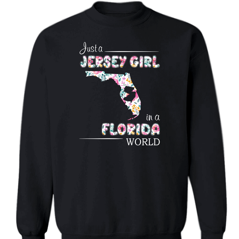 Just A Jersey Girl In A Florida World Flower T-shirt