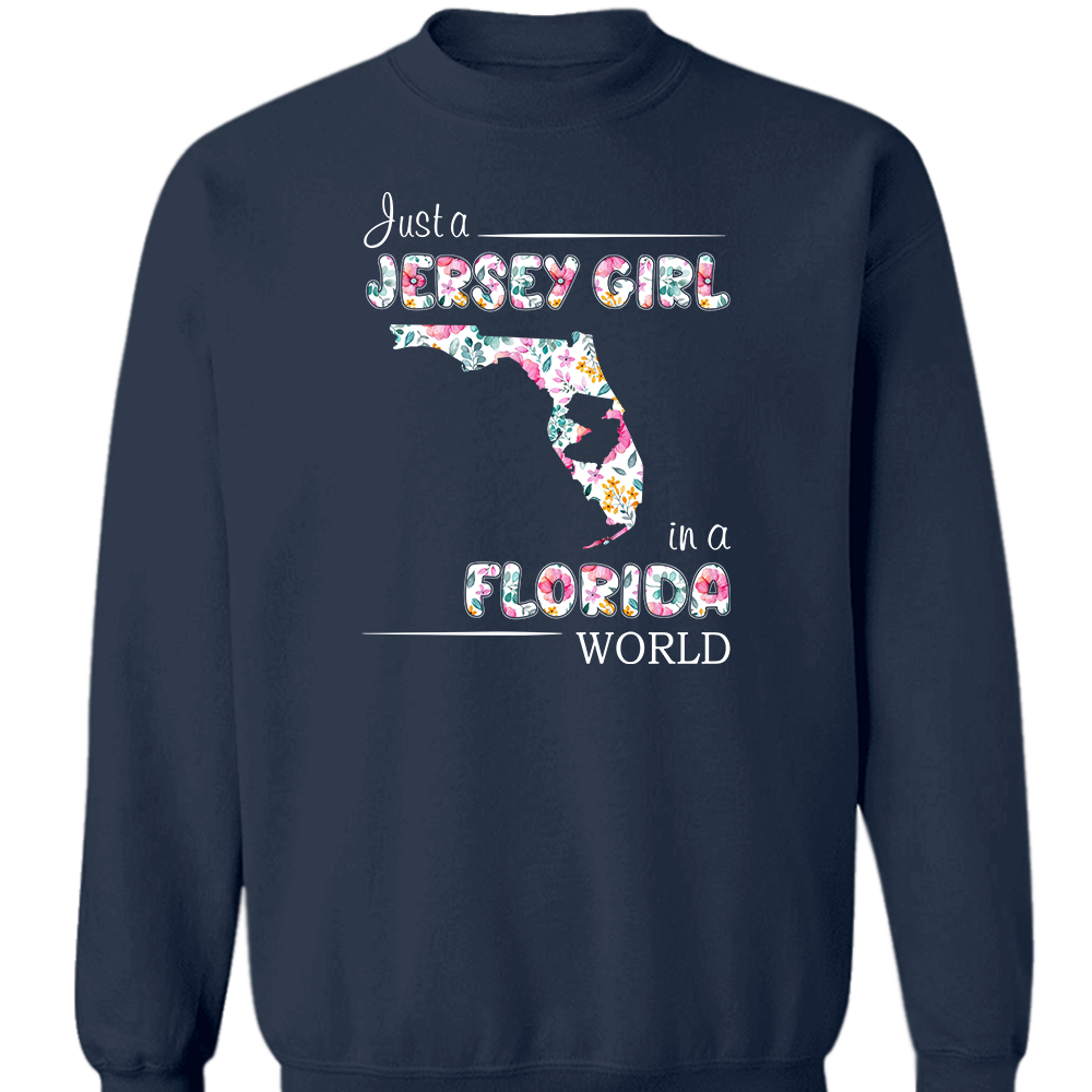 Just A Jersey Girl In A Florida World Flower T-shirt