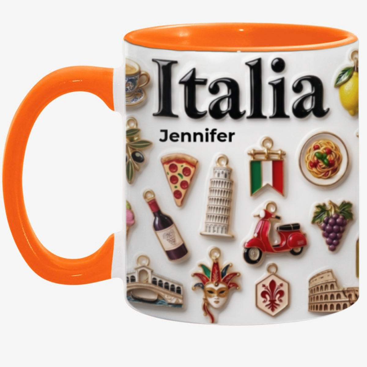 Custom Italy Symbols Accent Mug With 3D Effect Print