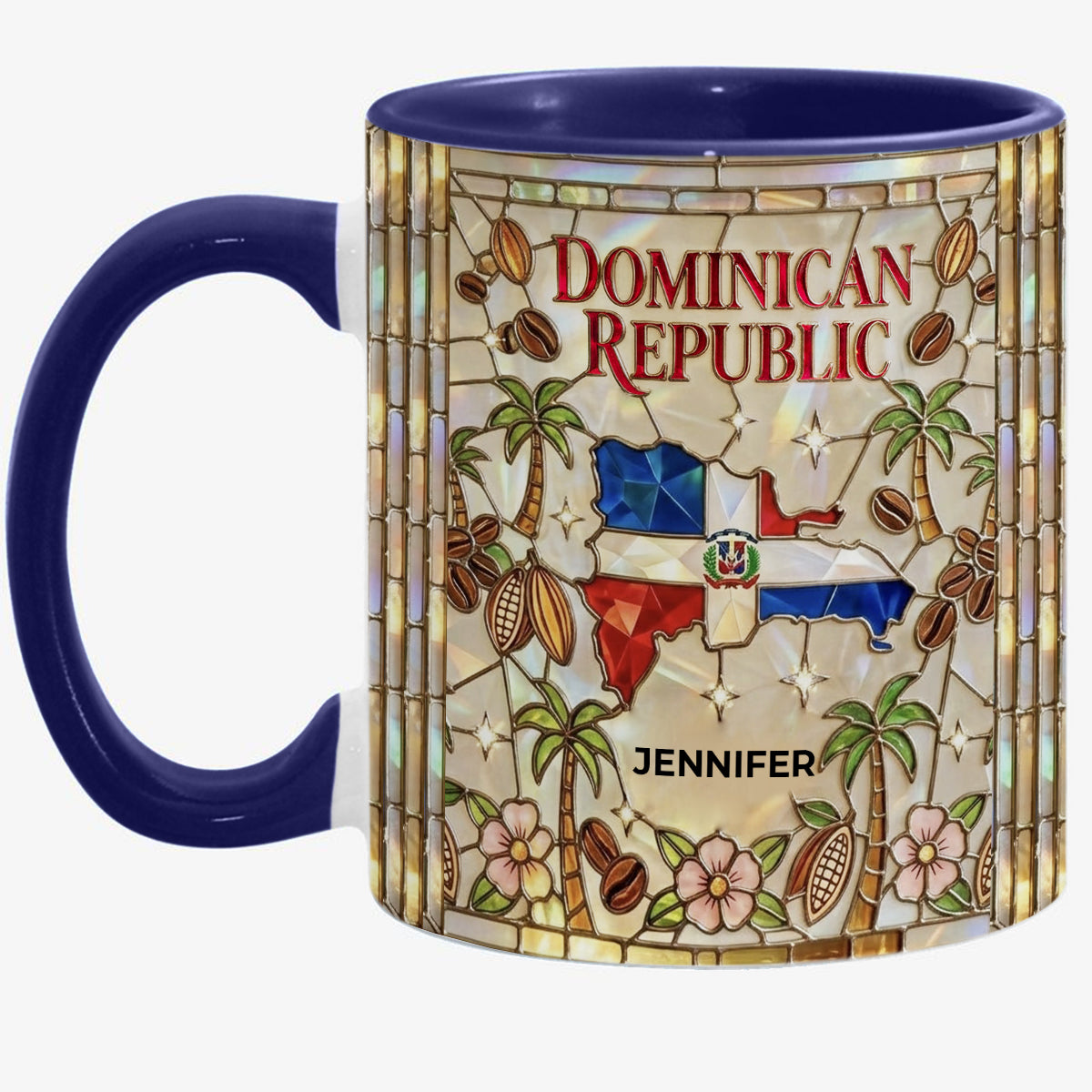 Custom Dominican Republic Accent Mug With Dominican Patterns
