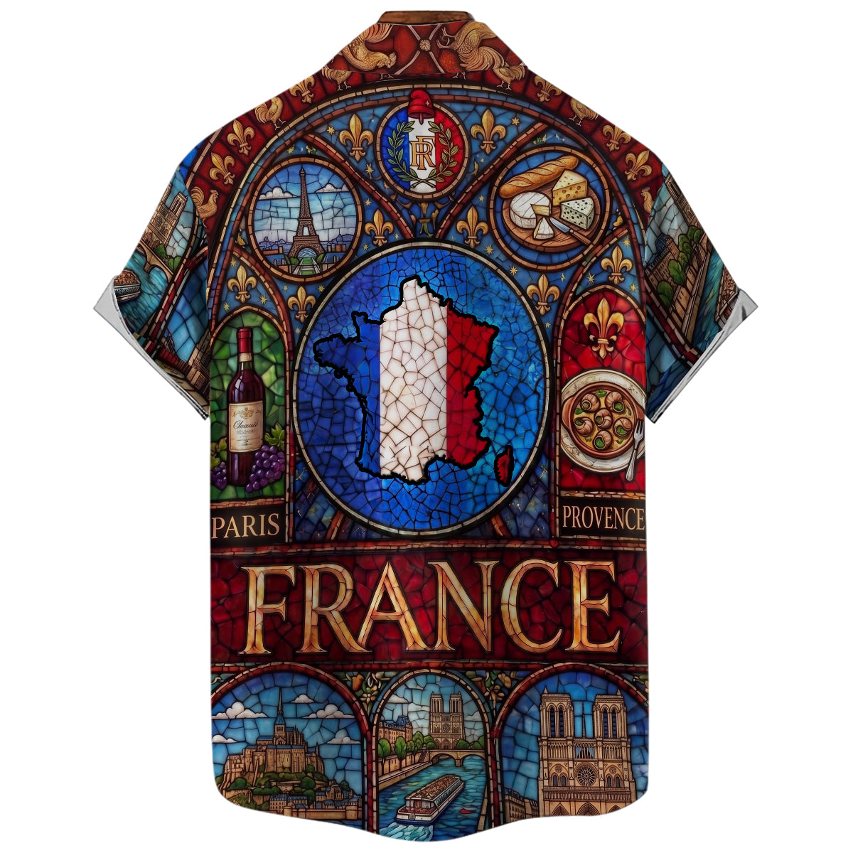 France Hawaiian Shirt With Stained Glass Art For Vacation