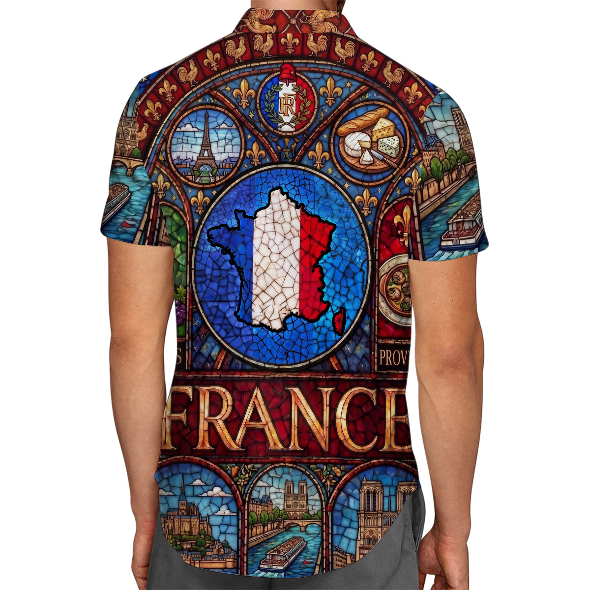 France Hawaiian Shirt With Stained Glass Art For Vacation