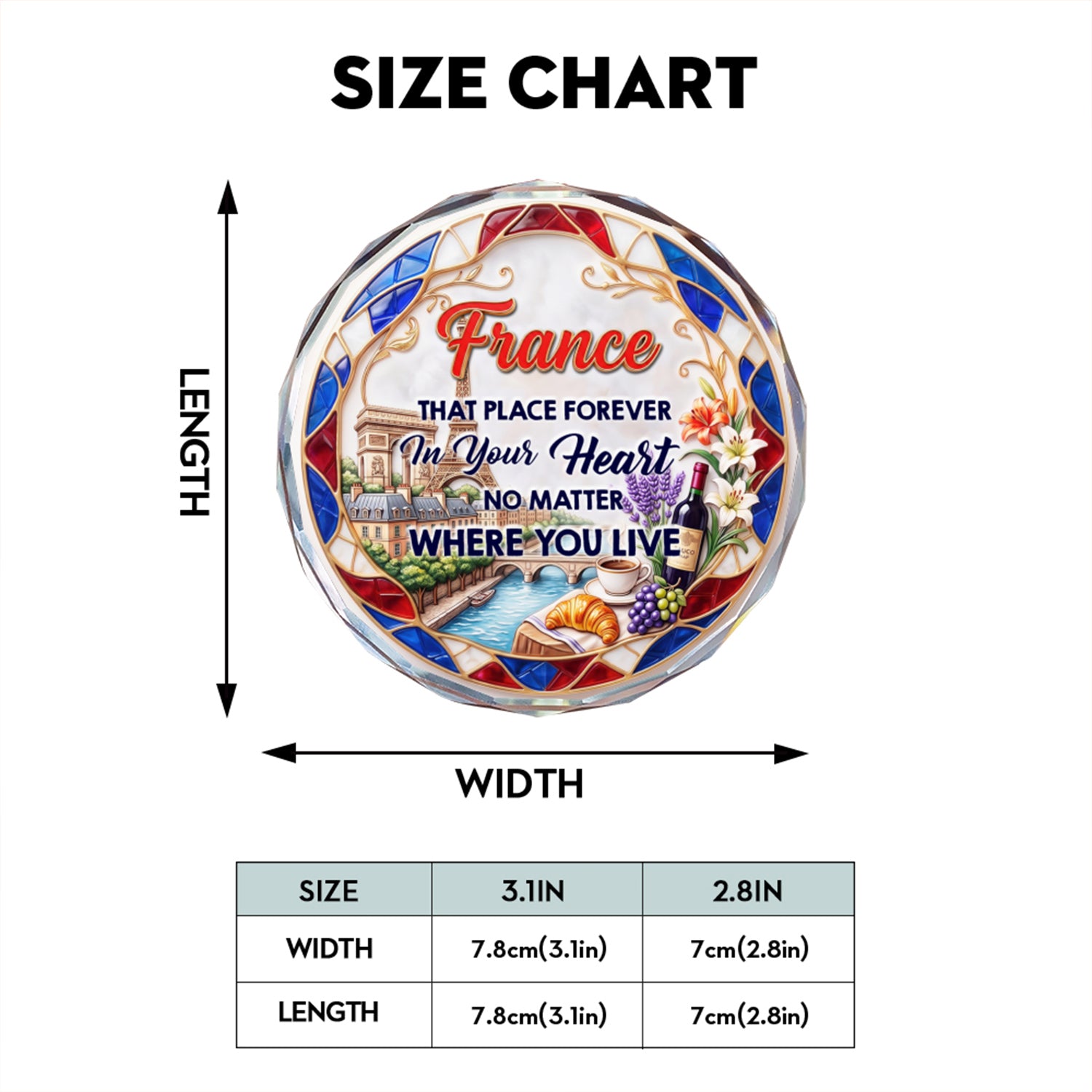 France That Place Forever In Your Heart 2D Print Circle Glass Ornament