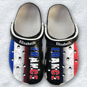 France Personalized Clogs Shoes With A Half Flag