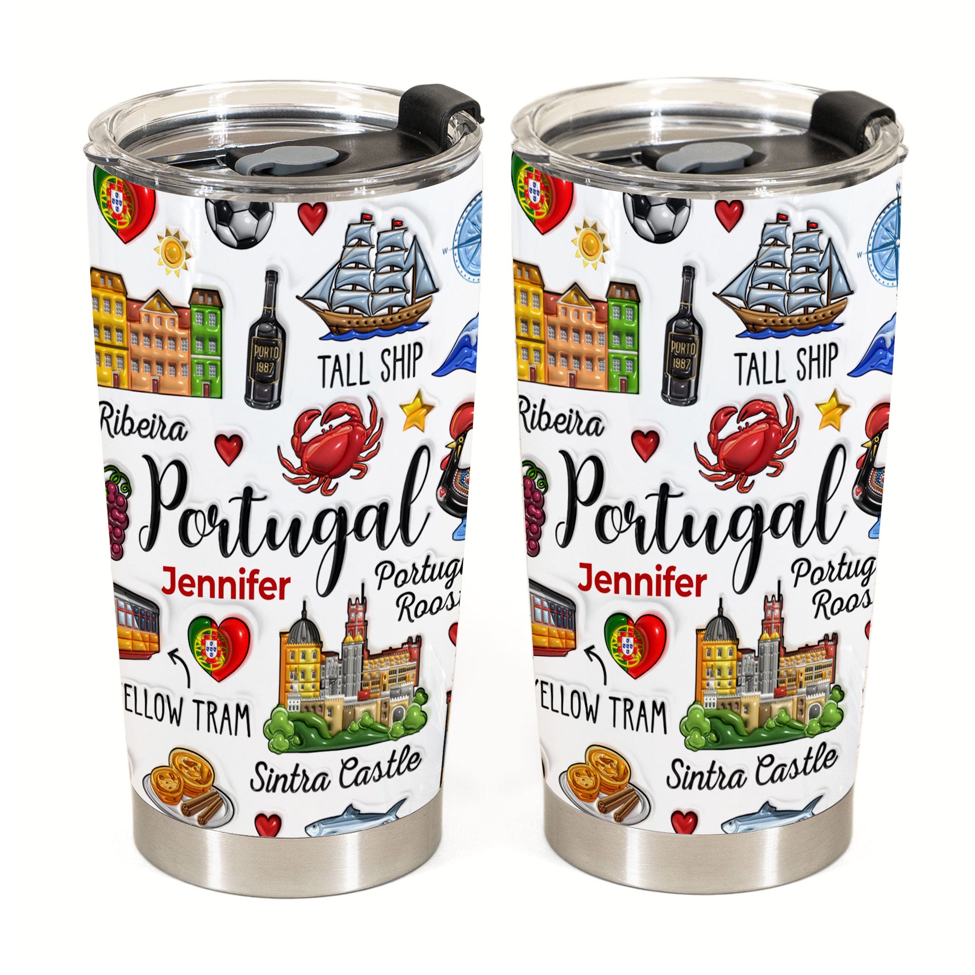 Custom Portugal Portuguese Tumbler Cup With Symbols